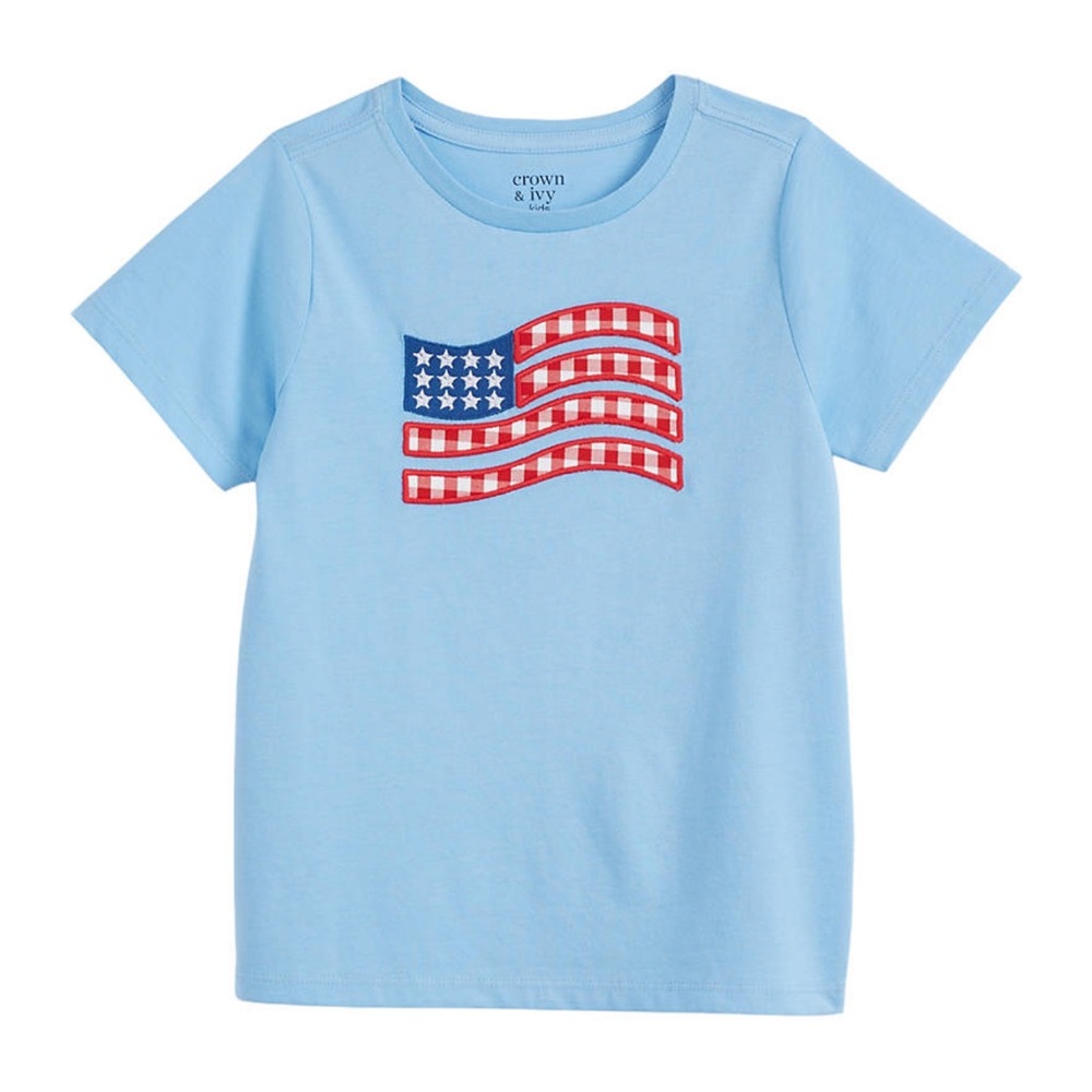 Crown & Ivy Kids Light Blue Flag Tee